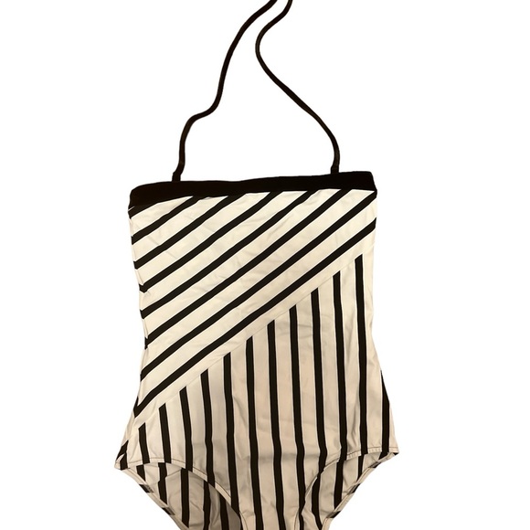 CHANEL one piece swimsuit black and white strip, Sz 38 - Picture 2 of 4